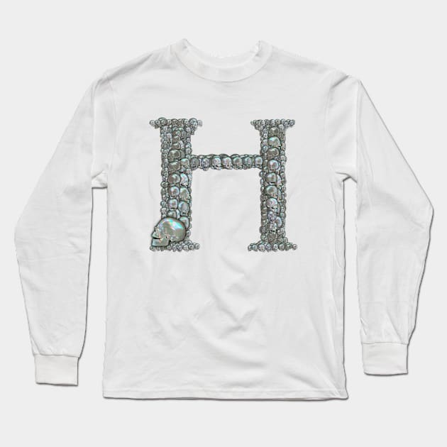 Skull Alphabet H Long Sleeve T-Shirt by dinaaaaaah